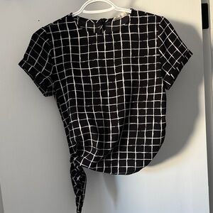 Women's Poison Ivy Black Grid Tie-Hem Top